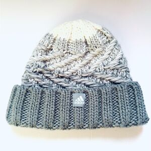 Adidas Canyon‎ Fold Beanie Knit Hat Two-Tone Gray and Cream